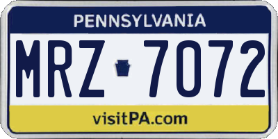 PA license plate MRZ7072