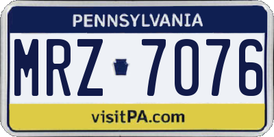 PA license plate MRZ7076
