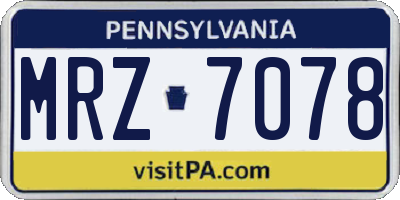 PA license plate MRZ7078