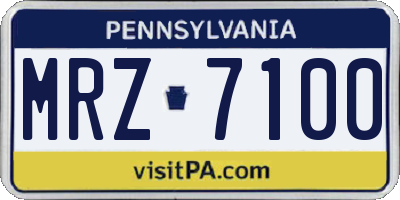 PA license plate MRZ7100