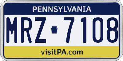 PA license plate MRZ7108