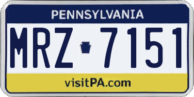 PA license plate MRZ7151