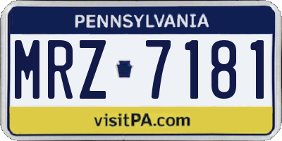 PA license plate MRZ7181