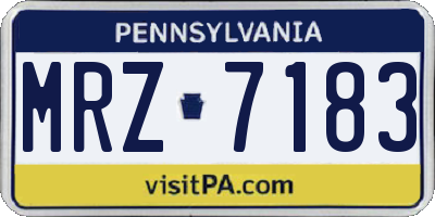 PA license plate MRZ7183