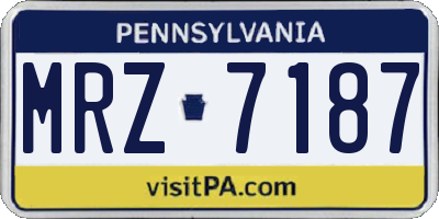 PA license plate MRZ7187