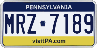 PA license plate MRZ7189
