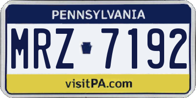 PA license plate MRZ7192