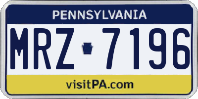 PA license plate MRZ7196