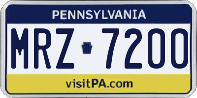 PA license plate MRZ7200