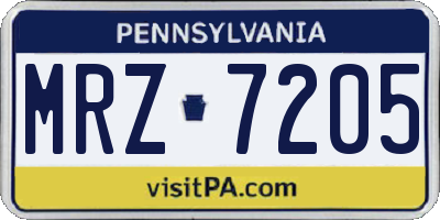 PA license plate MRZ7205