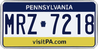 PA license plate MRZ7218