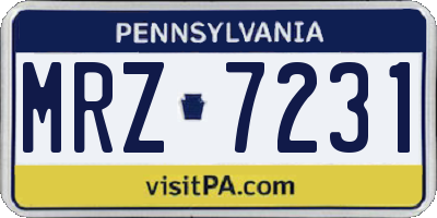 PA license plate MRZ7231