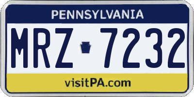 PA license plate MRZ7232