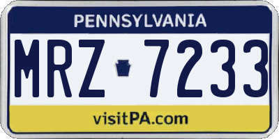 PA license plate MRZ7233