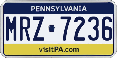 PA license plate MRZ7236
