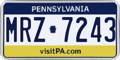 PA license plate MRZ7243