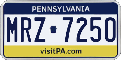 PA license plate MRZ7250