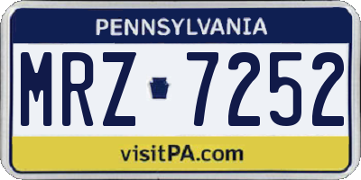 PA license plate MRZ7252