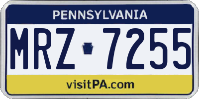 PA license plate MRZ7255