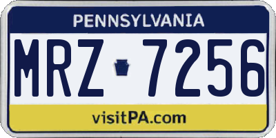 PA license plate MRZ7256
