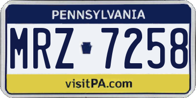PA license plate MRZ7258