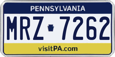 PA license plate MRZ7262