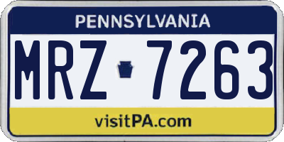 PA license plate MRZ7263