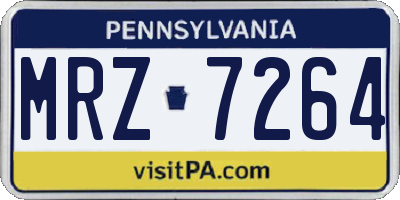 PA license plate MRZ7264
