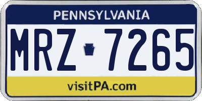 PA license plate MRZ7265