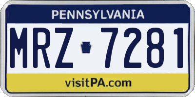 PA license plate MRZ7281