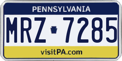 PA license plate MRZ7285