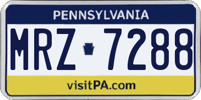 PA license plate MRZ7288