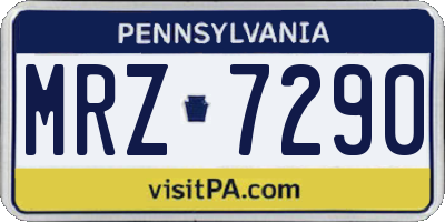 PA license plate MRZ7290