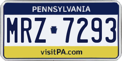 PA license plate MRZ7293