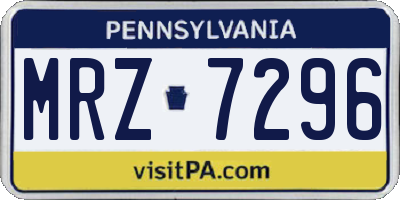 PA license plate MRZ7296