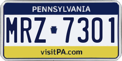 PA license plate MRZ7301