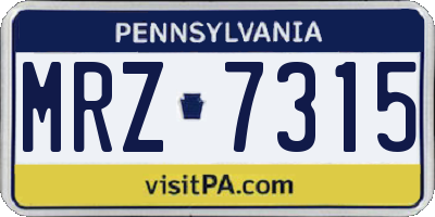 PA license plate MRZ7315