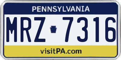 PA license plate MRZ7316
