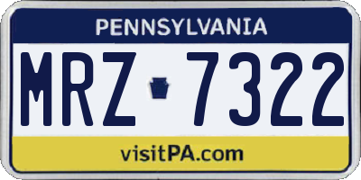 PA license plate MRZ7322