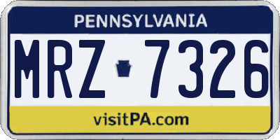PA license plate MRZ7326