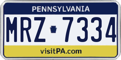 PA license plate MRZ7334