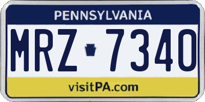 PA license plate MRZ7340