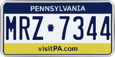 PA license plate MRZ7344