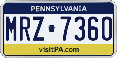 PA license plate MRZ7360