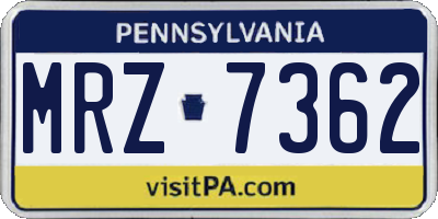 PA license plate MRZ7362