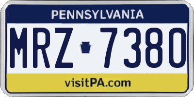 PA license plate MRZ7380
