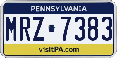 PA license plate MRZ7383