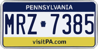 PA license plate MRZ7385