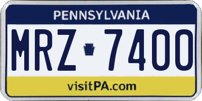 PA license plate MRZ7400