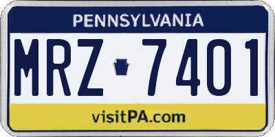PA license plate MRZ7401